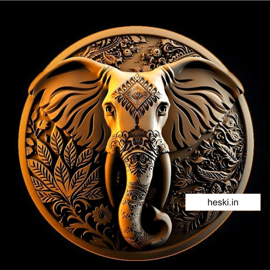 Elephant 3D carving wall art