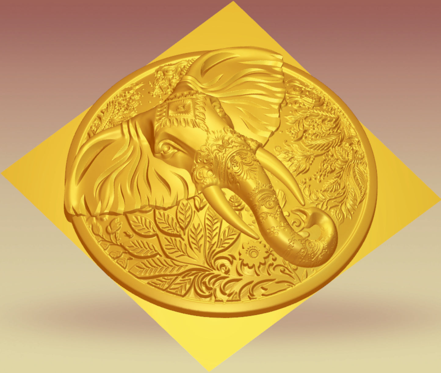 Elephant 3D carving wall art